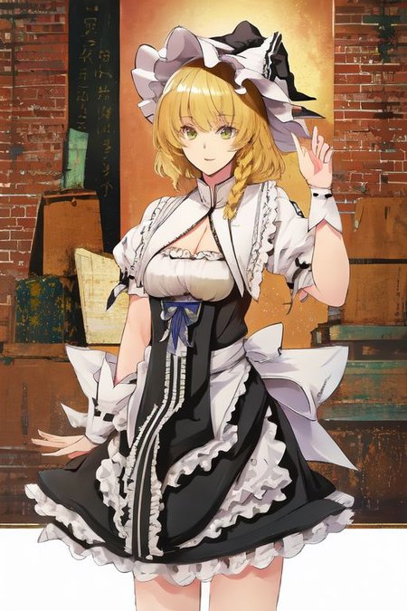 solo, 1girl, solo_focus, (((masterpiece))), ((best quality)), ((ultra-detailed)), ((too_many)):16, high resolution, absurdres, highres, ultra-detailed 8k unity wallpaper, 
kirisame_marisa_(curiosities_of_lotus_asia), kourindou marisa, huge_breast,