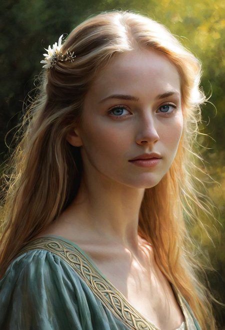 style of "Rembrandt" fantasy setting, head shot, head tilted, beautiful celtic lady ,flora, flowers, graceful, gentle,   sunny, pastel,  happy,  ,long flowing wild hair, spring, skin pores,  supermodel ,  celtic jewelry, realistic, very detailed,,  oil painting, intricate skin, realistic, photorealistic, rim lights, dark shadows, cinematic scene,digital artwork, illustrative, painterly, matte painting, highly detailed BREAK ,background with colorful flora
 <lora:Rembrandt Lighting Style:0.7> Rembrandt lighting style <lora:add-detail-xl:1>