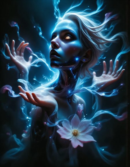 masterpiece, hyper realism, a high-resolution photograph, golden ratio, dutch angle, dynamic, side view, asymmetry, contrasting, unique, enigmatic, Intergalactic Indigo