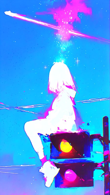 masterpiece, newest,absurdres,incredibly absurdres, best quality, amazing quality, very aesthetic, 
1girl, sitting on traffic light, contrail,
 <lora:0__11Xx:1> 0__11Xx_illu   <lora:XXX477:1> xxx667_illu, glowing,