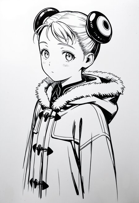 <lora:AlvisEHamiltonIL:1>, alviseh, monochrome, solo, greyscale, hood, traditional media, sketch, fur trim,
looking at viewer, eye contact, 
masterpiece,best quality,amazing quality,