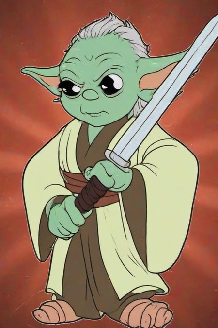 <lora:PE_OldCartoonStyle:0.9> PEOldCartoonStyle,Cartoon,
Yoda holding samurai sword