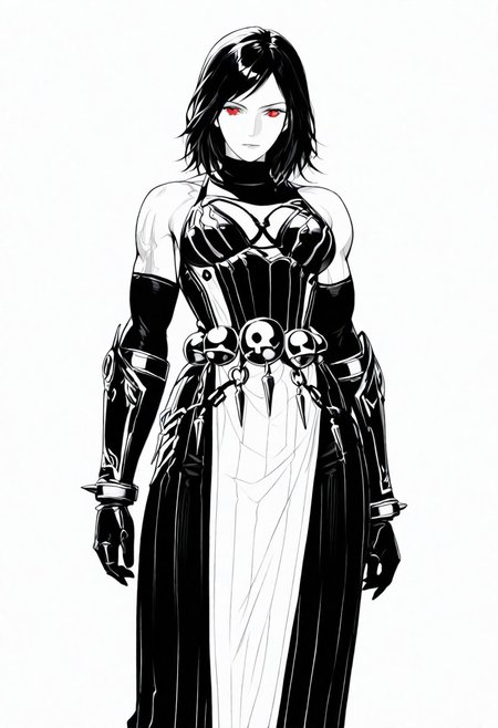 1girl, solo, Monochrom