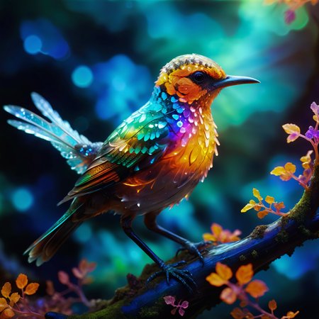 <lora:more_artful-xl:0.6> <lora:midjourney_mimic-xl-by_andrexsel:0.4> <lora:add-detail-xl:2.4> <lora:zavy's_fluorescence-xl:0.8> <lora:envybetterhiresfixxl01-xl:0.0:hr=1.0> award-winning macro photo, (short depth of field:1.2), fractal art, the (diminutive:1.4) "vindictive sicklebird" is a (transcendent:1.2) and (bewildering:1.2) (crystalline species:1.3) roaming the thoggled crystalline lands of its homeworld "granitor quartus", its polychromatic bioluminescent exoskeleton shimmering with iridescent colors under a tranzicated dramatic sky, (dappled light:1.1), zavy-flrscnc, fluorescent, glowing dust, (epic, centered composition:1.2), ultra detailed