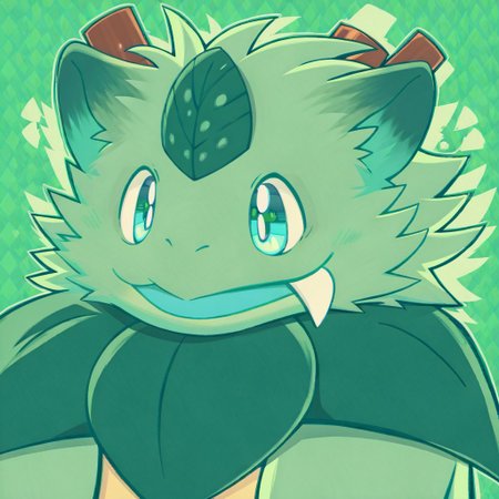 score_9, score_8_up, score_7_up, zPDXL3, ((((sdgs4by zuppu11)))), jinjitsu (hitsuji umino), green theme, 1boy, furry, kemono, cute, solo, fangs on mouth