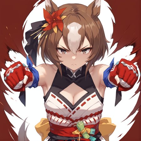 score_9, score_8_up, score_7_up, source_anime, BREAK uncensored, 1girl,
<lora:YaenoMutekiPony:1>, YaeMero, ShihakuRyusei, red_gloves, fingerless_gloves, cleavage, hair_ornament, punching, serious, upper_body,