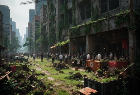 score_9,score_8_up,score_7_up,8k,,ruanyi0723,post-apocalypse,overgrown,moss,crowd,people,<lora:0723 post-apocalypse_v1_pony:1>