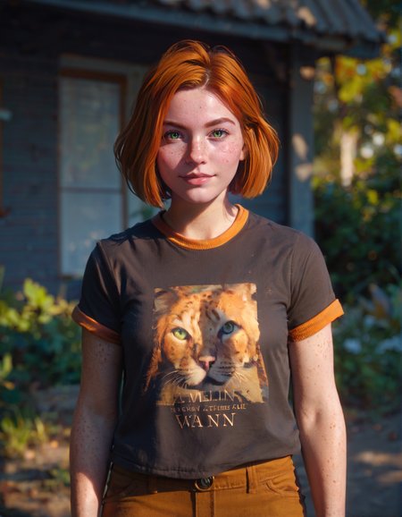 score_9, score_8_up, score_7_up, <lora:swann_v1-000015:0.7>, swann, 1girl, orange hair, short hair, green eyes, freckles, body freckles, t-shirt, brown pants, standing, arms at sides, facing viewer, looking at viewer, outside, depth of field, cinematic lighting, <lora:StS_PonyXL_Detail_Slider_v1.4_iteration_3:3>