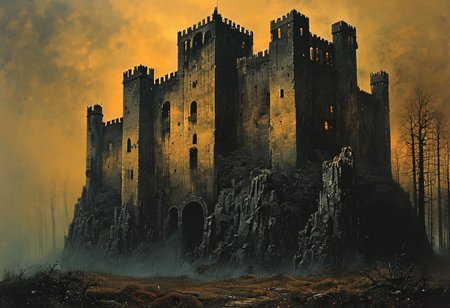 impactful paint of an  horror castle in   a forest   <lora:The_Dark_Side_of_the_Earth:1>,    highly detailed,   8k,   sharp,  professional, clear,   high contrast, high saturated, , vivid deep blacks, crystal clear