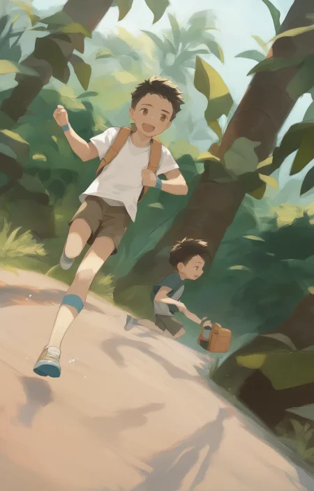score_9,rating_safe, <lora:m1km0d-pxl_v1:0.05>  
BREAK
1boy, male focus, young m1km0d, jogging through jungle, dutch angle