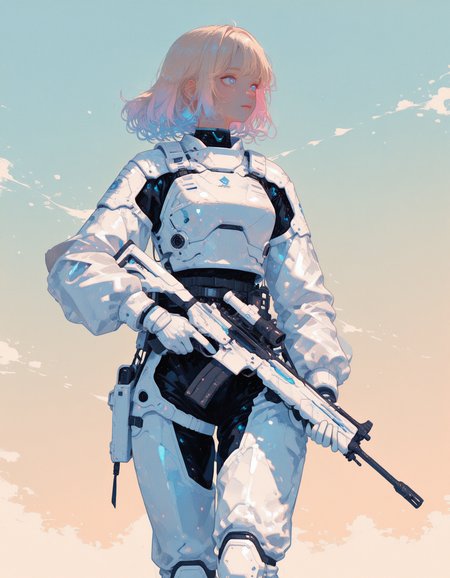masterpiece, high detail, extremely detailed, detailed linework, dynamic composition, (realistic), flat color,
mature woman, 1girl, solo, pastel cyan hair, blue eyes, gradient eye,cowboy shot,augmentedreactionsuit, science fiction, white armor, white gauntlets, white knee pads, white chestplate, armor,rifle, holding rifle,
atmospheric mist,
pastel colors, gradient background, vivid colors,
0__11Xx_illu, bW9t, fl4t,
Ethereal Brushstroke,
<lora:96YOTTEA-WAI:0.6>
<lora:Dramatic Lighting Slider:1.6>
<lora:0__11Xx:0.4>
<lora:fl4t:0.4>
<lora:MomoSweetSpaceILL:0.4>
<lora:c_:0.6>
<lora:Illustrious:0.6>