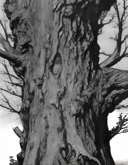tree trunk, extreme up close shot, franklin booth style <lora:franklin_booth_style_sdxl_v16-000016:1>