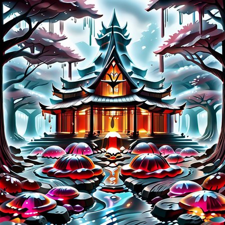 embedding:lazyup,sl1m3d,slime-morph, a samurai warrior armored in pink slime, meditating under cherry blossom trees melting into a gelatinous moat around a Japanese castle <lora:Slime_Morph_V4_(1):1.0000000000000002> <lora:add-detail-xl:0.9000000000000001>