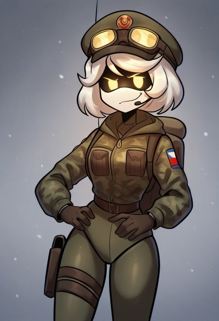 (masterpiece, high quality, highly detailed, best quality), SD-V, 1girl, solo, robot girl, humanoid robot, robot joints, hairband, short white hair, yellow eyes, solid circle pupils,
solider smoking, solider hat, war, trenches, explosions from behind, yellowish lighting, blaster in hand, snow
upper body, scated, confused