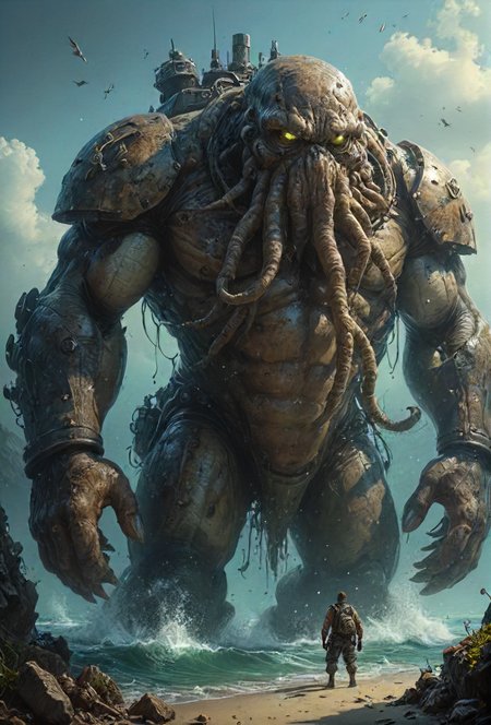 a big marine, a giant with a pair of friendly eyes <lora:Desolation:0.2>