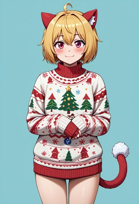 christmas_sweater, tiny t-rex, one tail,d2j3m0x