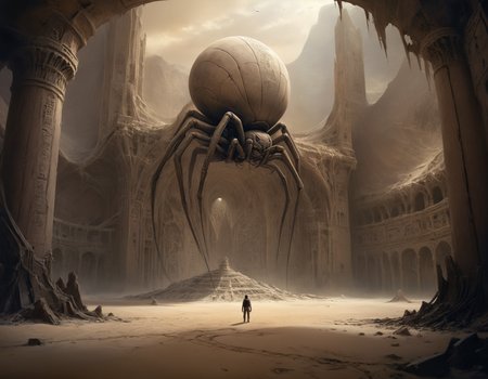 In the shadow of what was once a majestic sand castle, towering as high as mountains and stretching across miles like a colossal spider web, a lone wanderer stood amidst the wreckage, his eyes tracing the intricate patterns carved into the walls - remnants of an alien script that told stories of a world where swarms ruled supreme, their queens reigning over vast empires built not on stone, but on shifting sands, b3ks1n