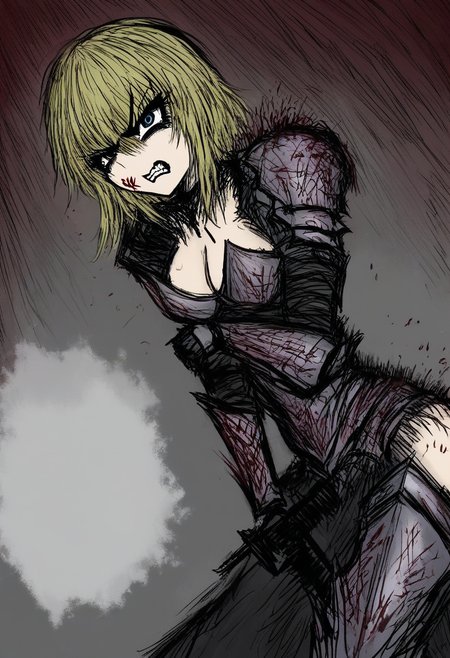 black souls style, <lora:Black_souls_style322:1>,angry face,armor,scream