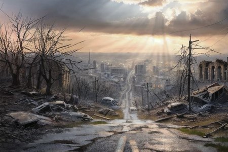(masterpiece:1.2), (best quality,:1.2), 8k, HDR, ultra detailed, ((photorealistic)), professional light, cinematic lighting, fashion photography, ambient lighting, atmospheric effects, <lora:detail_slider_v4:3>, a winding road through the ruins of a Wasteland city,   <lora:Wasteland-10:1>, style-rustmagic, epiCPhoto