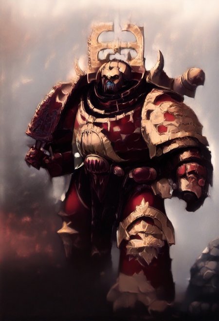 Score_9_up, absurdres, Source: GamesWorkshop, best quality, expressive eyes, perfect face, space marine, World Eaters Traitor Astartes Chapter Exalted Eightbound Berserker holding a chainsword, red armor, spiked horned astartes helmet, full body, volumetric lighting project unreal engine, mantisdetailerse, <lora:warhammerAdeptus_v1:0.7>,