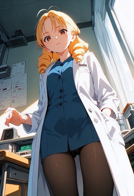 score_9,score_8_up,score_7_up,source_anime,
1girl,solo,drill hair,labcoat,pov crotch,looking at viewer,
dynamic_angle,cinematic_angle,
<lora:stylish&chic_pony_bx-v1.02:1>,