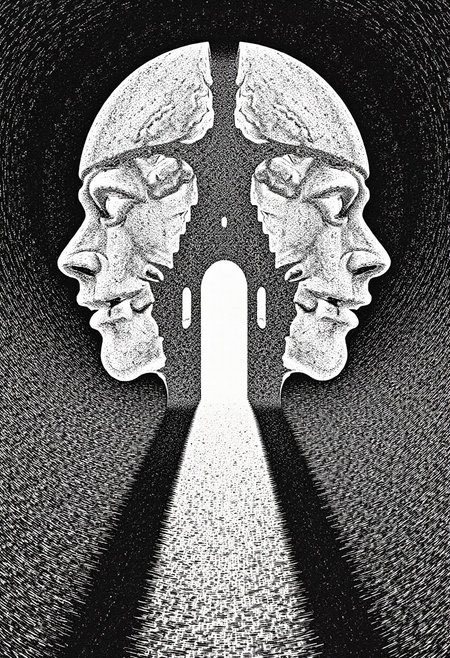 depiction of a thinking process in a brain, solving the puzzle, pure creativity, cosmic horror, by m.c.escher