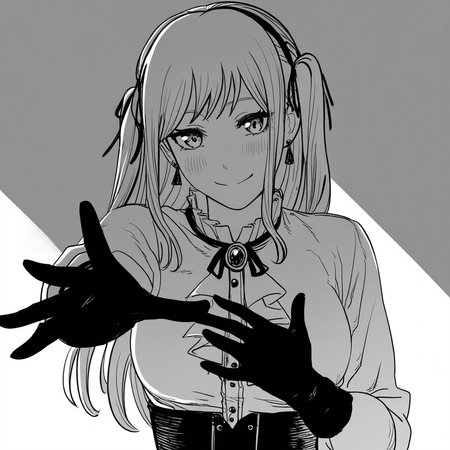<lora:ftstyle-noob05-v2:1.2>,ftstyle,monochrome,greyscale,solo,
1girl,black corset,black gloves,ribbon,brooch,blush,breasts,closed mouth,corset,earrings,gloves,hair ribbon,hand on own chest,jewelry,large breasts,long hair,looking at viewer,shirt,ribbon,shirt,sidelocks,smile,solo,two side up,upper body,white background,eyes,pov,reaching out,oblivionis \(bang dream!\),
masterpiece,best quality,amazing quality,very aesthetic,highres,absurdres,