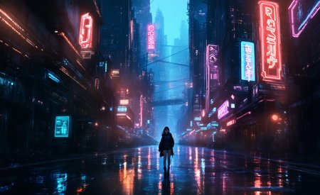 Horror-themed masterpiece,high score,great score,absurdres,.,cyberpunk,dark,scenery,city,cityscape,science fiction,city lights,street,neon lights,realistic,<lora:r0k00g00th:1.1>,r0k00g00th,r0kur3&l1tyHD,Roku WildCards/Weather, . Eerie, unsettling, dark, spooky, suspenseful, grim, highly detailed