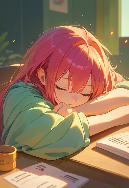 score_9, score_8_up, score_7_up, 1girl, head rest arm rest, sleeping
<lora:head_rest_arm_rest_pony_1:1>