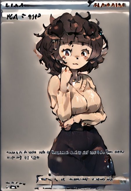 mature female, milf, motherly, Border, English text, mimi typh, mimi, human dog, furry, brown hair, light brown fur, floppy dark brown ears, brown tail, small dark brown blush, solo