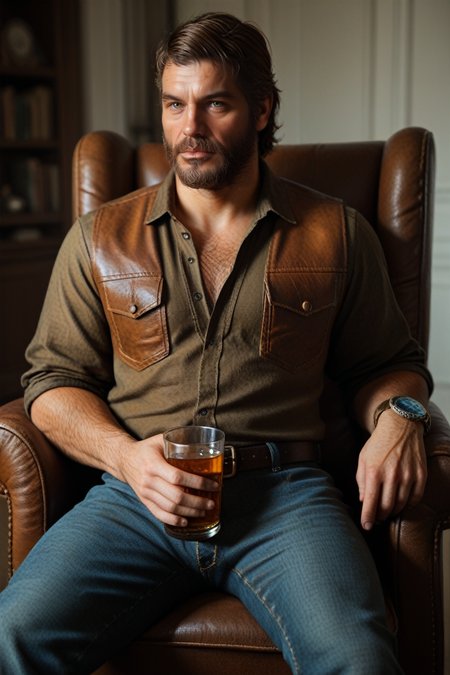 score_9, score_8_up, score_7_up, score_6_up
<lora:TLOUJoel:1.0>
TLOUJoel, 1boy, brown hair, beard, looking at viewer, reclining in a classic leather armchair, with a glass of whiskey in hand