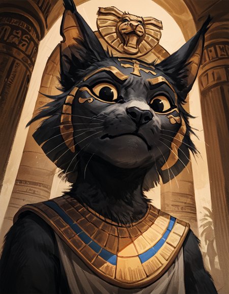 source_furry, 
Furry, Egyptian Mau cat, spotted, black and white fur,  wearing egyptian priest clothing, egyptian temple, ancient egypt, disgusted look, looking down at viewer,  wide angle, 
<lora:Better_Kenket:0.6> , <lora:Jacato_Style_Pony:0.5>, score_9, score_8_up, score_7_up, score_6_up, score_5_up,