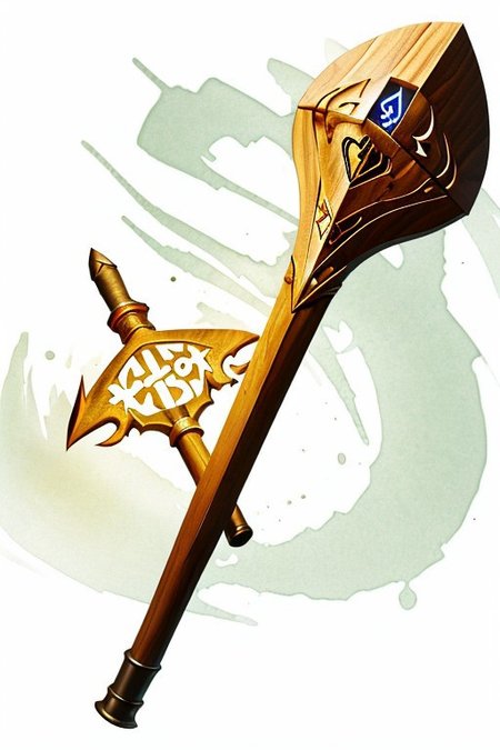 shovel,-axe hybrid, wood handed, (dark wood handle:1.1), with (glowing runes:1.2) , metal shovel head