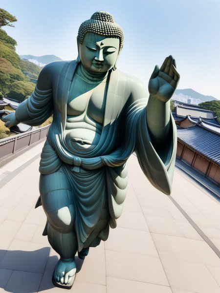 incredibly_absurdres,best_quality,masterpiece,
solo,<lora:daibutsu_A_XL_v1.1:0.8>,great buddha,running,city,speed lines,