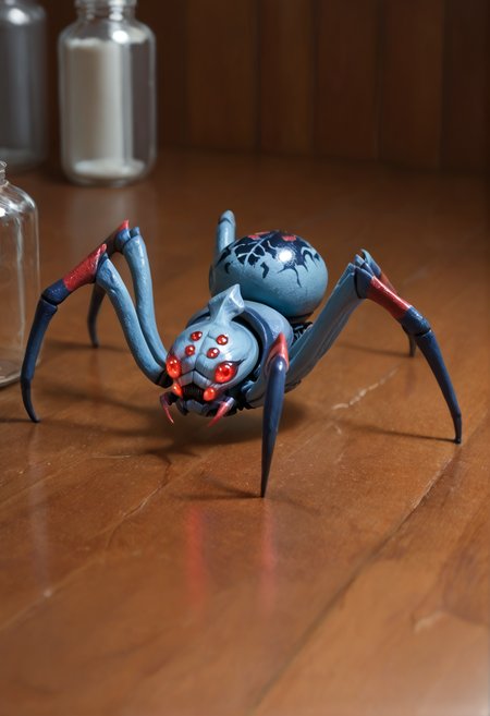 no humans, monster,
pokemon (creature), spider,
extra eyes, glowing eyes, red eyes,, <lora:broodmother_spider_v1:1> broodmother_spider_v1,, score_9, score_8_up, score_7_up, score_6_up, derpibooru_p_95, solo
detailed eyes, beautiful, detailed background, perfect eyes,
blur censor, blurry, blurry background, blurry foreground, bokeh, motion blur,
chromatic aberration, depth of field, figure, focused,  focus
photography, realistic sun light and shadows, photorealism, UHD --ar 9:16 --style raw --stylize 700
Worm's Eye View shot , , shy , Arms spread wide,, cozy farm set in organized rows of jars and tins evening light