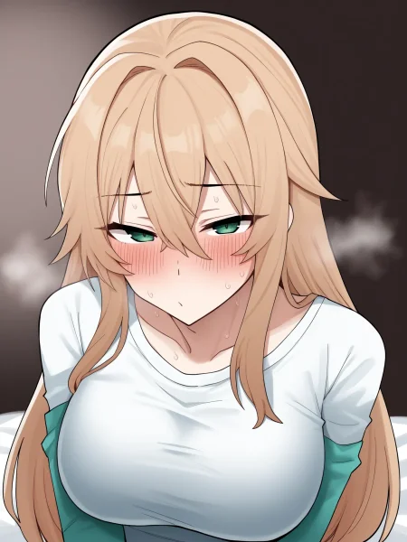 uncensored,
 <lora:[kobinbin] Artist Style PonyXL:1>,kobinbinstylepony, 1girl, sweat, blush, long hair, looking at viewer, large breasts, steaming body, hair between eyes,deepthroat.
