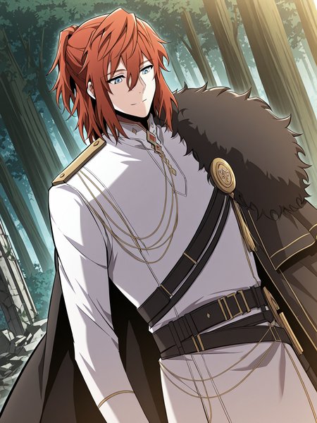 <lora:Arthur_Lewin__The_Beginning_After_the_End__Illustrious:1>
Arthur, 1 boy, solo, red hair, blue eyes, white coat, black cape, sword
score_9, score_8_up, score_7_up, very aesthetic, source_anime, detailed, high quality, beautiful, masterpiece, detailed eyes, forest, tree, ruins, cowboy shot, dynamic angle, upper body, light smile, dynamic pose