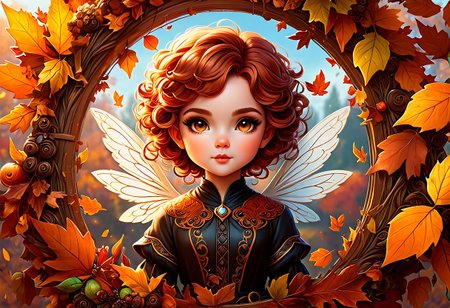 hyper detailed retro sketch of chibi autumn boujee fairy, delicate wings, autumn background scene, hyper realistic lot of curly hair, in the style of charlie bowater, Camilla d'Errico, Kurtis Rykovich, simona candini, daniel kordek, arcane circle, eye level angle, intricate details, highly detailed, insanely detailed, 8K, hd, cinematic lighting, realistic, photo realism, lighting from front, sharp focus, dramatic lighting, organic texture, unreal engine, high octane render, 12k, hyperrealistic, hyperdetailed, Mysterious