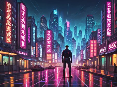 score_9, score_8_up, score_7_up,score_6_up, score_5_up, score_4_up,source_photo,photorealistic, BREAK  <lora:gits95environment:0.6>,
gits95, , cyberpunk, 1boy, city, cityscape, building, standing, solo, neon lights, night, science fiction
