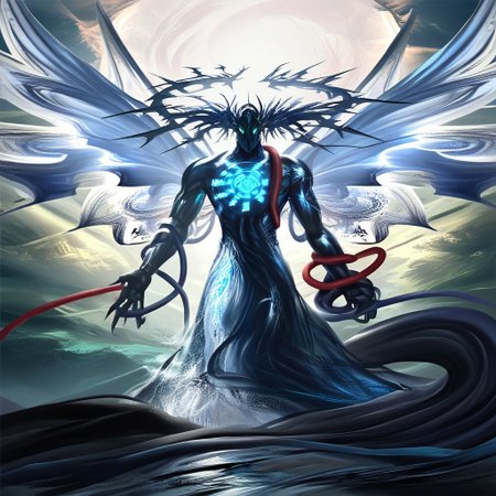 cosmos land ,easynegative, giant hybrid, giant man monster tentacle, in the style of MarbleStatueXL, water dress, (water vortex arm opening facing viewer, blackhole), shadow commander, shoulder with red corals, marble water splashes upwards, menacing, tower gold crown tornado,
