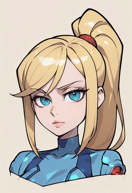 {{masterpiece,best quality,amazing quality,absurdres}}, {{flat shading, cel shading}}, 
BREAK
1girl, solo, simple background, portrait, upper body, looking at viewer, samus aran
