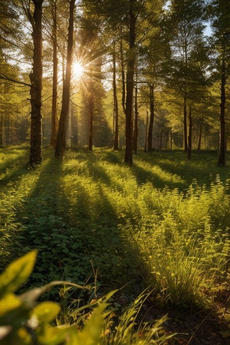 RAW photo, Norway, delicate forest grove, wild nature, picturesque scenery, enchanting sunrays, beautiful sky, majestic landscape, pristine vegetation, desolate atmosphere, morning forest glade, photorealistic, masterpiece, 64k, UHD, ultra detailed, vivid colors, high quality, sharp focus