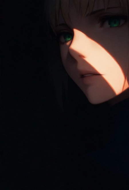 1girl, Saber (Fate), solo, dark, light, masterpiece, best quality, very aesthetic, close up,  parted lips