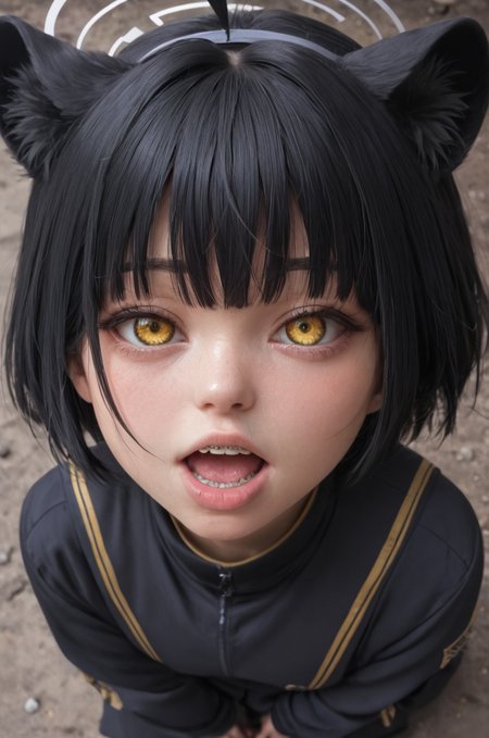 Stable_Yogis_PDXL_Positives, looking at viewer, 1girl, nagisa \(blue archive\), blue archive ,from above open mouth <lora:Braces_Only:1.0><lora:ttokgirls:0.05>