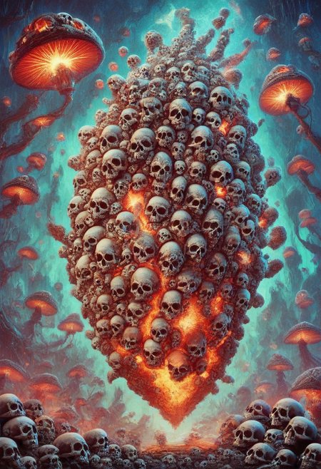 score_9, score_8_up, score_7_up, score_6_up, score_5_up, score_4_up,  A playful, nuclear explosion  made with skulls