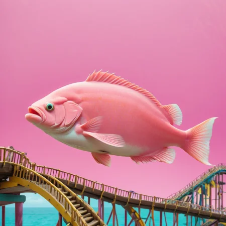 (single fish showcase) <lora:60_fish_showcase:1.1>
Pink background,
high quality, professional, highres, amazing, dramatic,
(Amusement park and thrilling roller coasters:0.5),