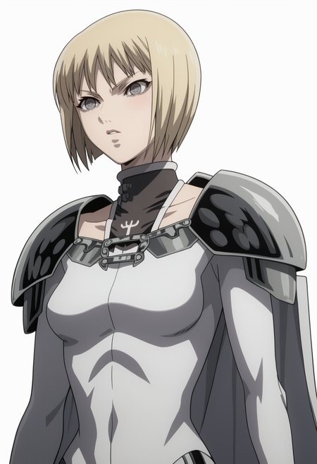 score_9, score_8_up, score_7_up, source_anime, BREAK , 1girl, solo,,  white background, upper body, <lora:DX888Clare:1>clare, bodysuit, cape, pauldrons,   grey eyes, medium breasts, ,dynamic pose,  anime screencap,