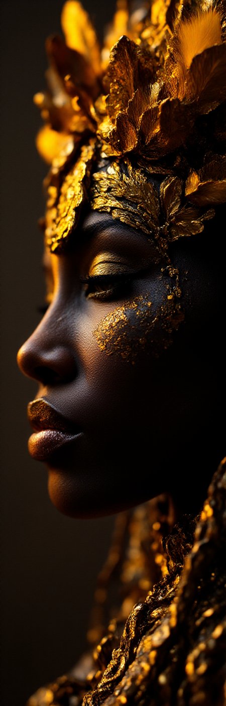 A cinematic shot of the silhouette of a woman, light particles, low contrast, visual, chromatic aberration, high contrast, flat color, limited palette, (spot color), neon orange, upper body, flowing hair, default, creative masterpiece, art bloom, The woman is wearing a golden metal tribal headdress with feather accents. Her aesthetic is a beautiful fusion of futuristic and native american+african designs. double exposure, textured background, Impactful atmosphere in 8k resolution with intricate skin texturing, Gradient style effect, Ultrarealistic, absurdres, colorful, wallpaper, best quality, amazing details
<lora:Phlux:0.4> <lora:Pixel_Art_FLUX:0.3> <lora:Relief_Art_for_Flux_-_by_Ethanar:0.82> <lora:amateurphotov2:0.65>