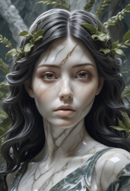 <lora:MarbleStyle:1>, Jed-mrbl, stylized by Magali Villeneuve, illustration art, Oil painting, awardwinning Photograph, Cosplay Photograph, fauna, (Willow:1.3) , Exquisite, it is detailed with Moss patterns, film grain, Fujifilm XT3, 50mm, dynamic cinematic color, highly contrasted, highly enhanced, detailed, beautiful detailed supreme quality color intricate, winning, grand illumination, fantastic aesthetic, long black hair, large breasts