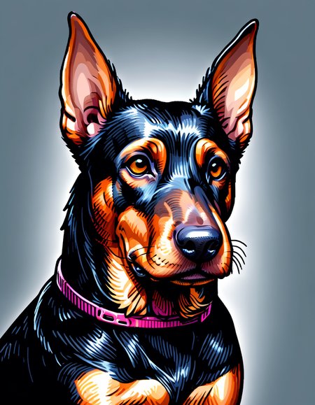 A doberman, shoulder portrait, ral-fltpn <lora:ral-fltpn:1>
